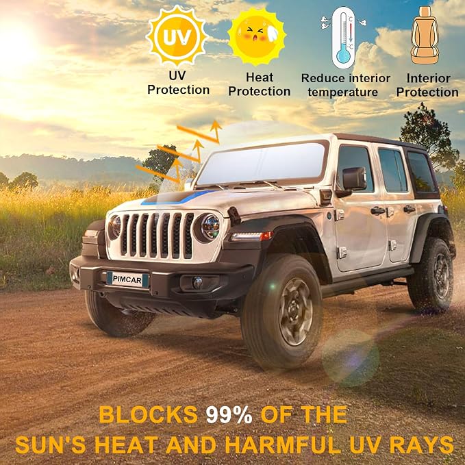 Premium Windshield Sun Shade for 2018-2025 Jeep Wrangler JL JLU & 2020-2025 - Image 3