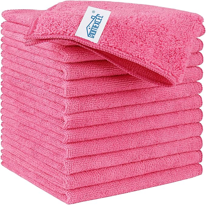 HOMEXCEL Pink Microfiber Cleaning Cloth, 12 Pack Premium Microfiber Towels by HOMEXCEL