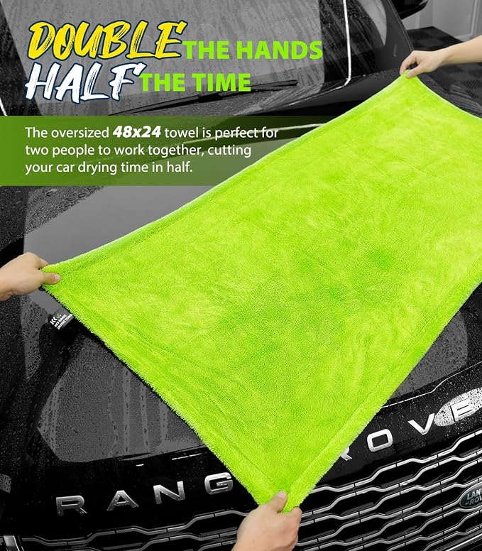 KKV Full-Sized SUV Drying Towel, 48”x24” Dual Sided Microfiber Car Cleaning - Image 6