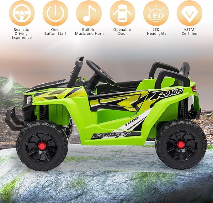 TOBBI 12V Kids Ride on Car, Electric Off-Road UTV Truck - Image 2