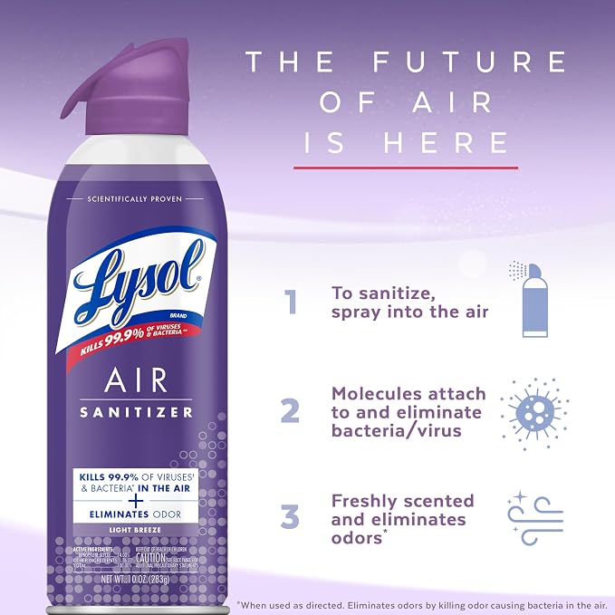 Lysol Air Sanitizer Spray with Odor Eliminator - Image 4