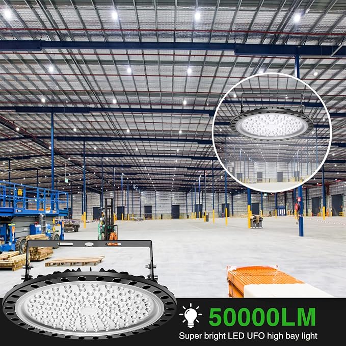 Viugreum High Bay LED Shop Lights, 500W UFO LED High Bay Light 50, 000LM 120V - Image 8