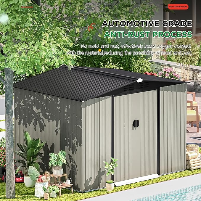 AECOJOY 8 x 6 Ft Shed, Outdoor Storage Tool Shed, Metal Garden Shed - Image 4