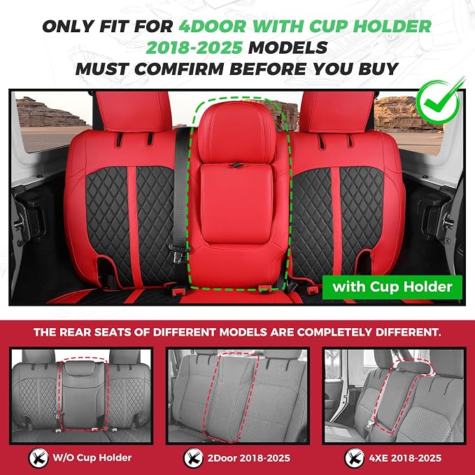 for Jeep Wrangler Seat Covers 4Door JL 2018 2019 2020 2021 2022 2023 2024 2025 - Image 2