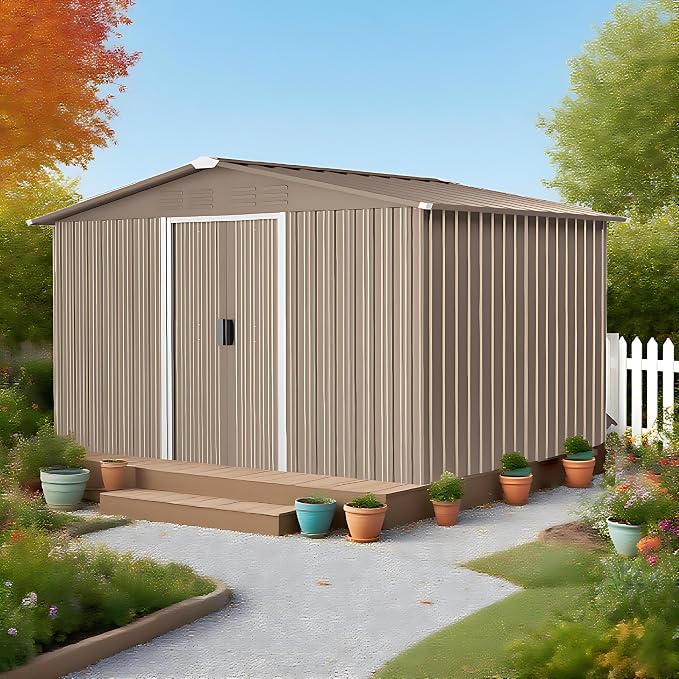 8FT x 6FT Metal Outdoor Storage Shed, Utility and Tool Shed Storage House - Image 7
