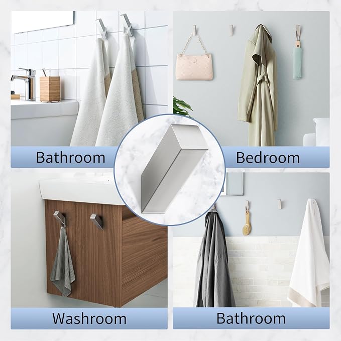 NINETREX Towel Hooks Brushed Nickel Stainless Steel 4 Pack Heavy Duty Modern - Image 6