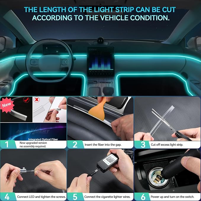 AUTOXBERT Car LED Interior Strip Lights, 16 Million Colors Lights - Image 4