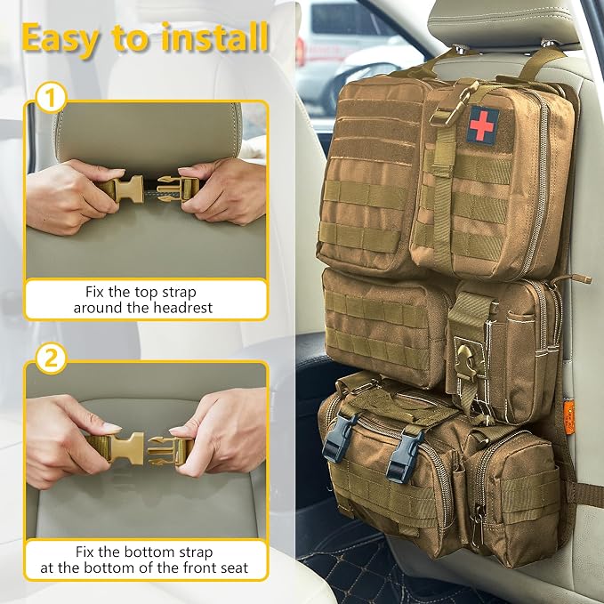 Universal Tactical Seat ​Back Organizer Vehicle Molle Panel Organizer Storage - Image 4
