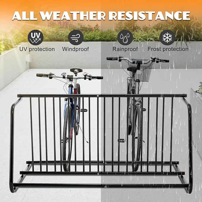 10-Bike Floor Bike Rack, 60” Dual-Sided Freestanding Steel Bike Stand - Image 7