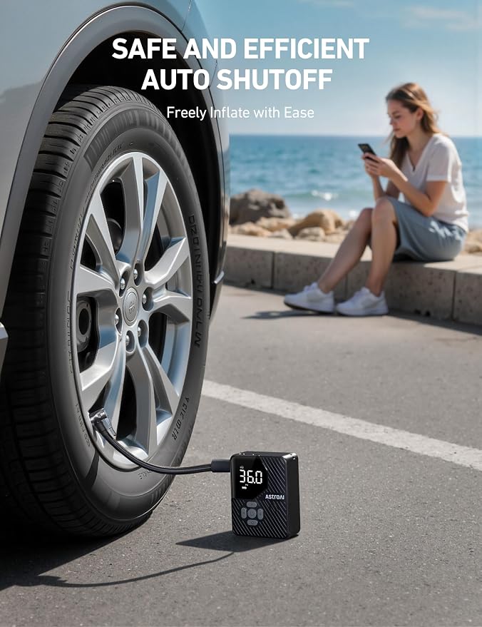 AstroAI L7 Mini Tire Inflator Portable Air Compressor, 150 PSI Cordless Car - Image 5
