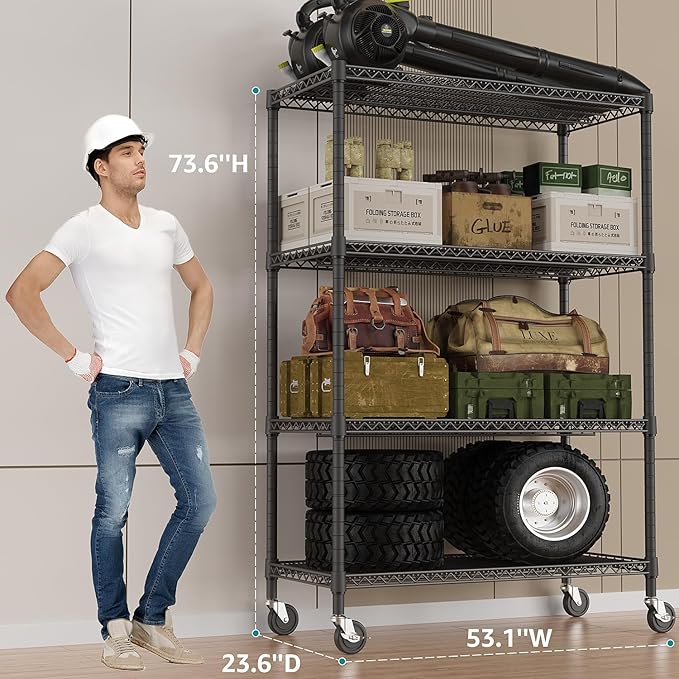 IZEUK Garage Shelving Wide Storage Shelves 4 Tier Metal Shelves Heavy Duty - Image 3