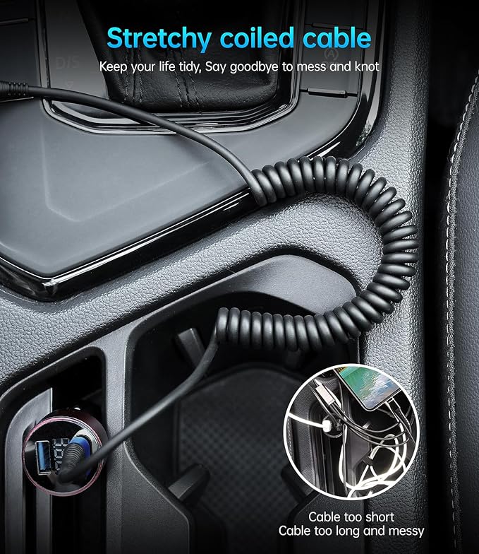 USB C Cable 3ft 2Pack Coiled USB A to USB C Charge Cord - Image 5