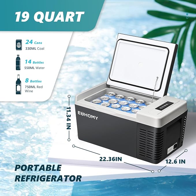EUHOMY 12 Volt Refrigerator, 19QT Compressor Electric Cooler APP Control - Image 3
