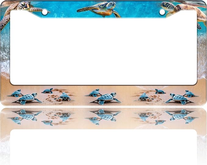 Sea Turtle License Plate Frame Seaside Beach Stainless Steel License Plate by TINALUIN