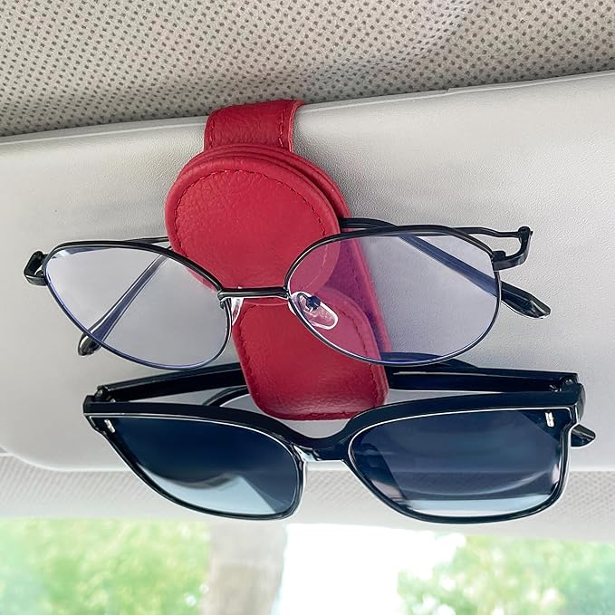 KIWEN Sunglasses Holder for Car Visor, Magnetic Leather Sunglass Eyeglass by KIWENDirect