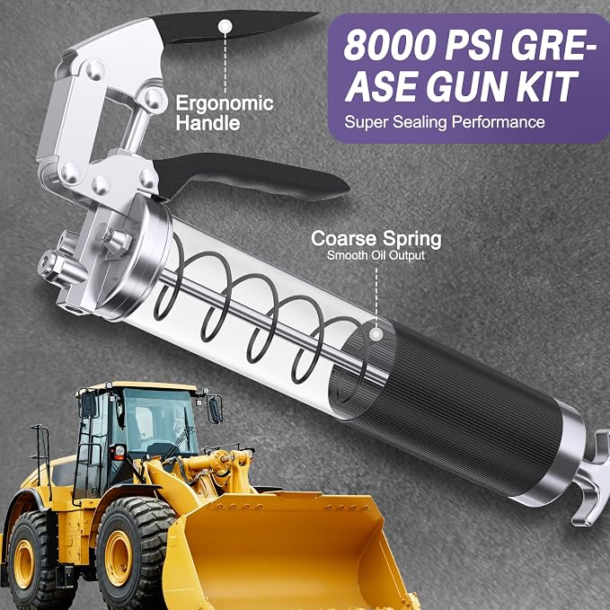 8000 PSI Heavy Duty Grease Gun Kit - 14oz - Image 2