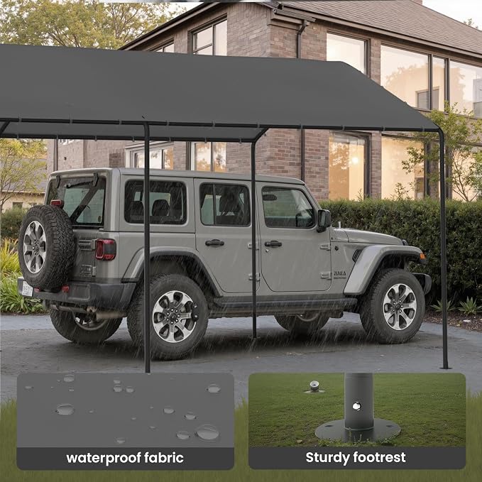 Carport, 10‘ x 20’ Heavy Duty Portable Garage All-Season Car Canopy w/Removable - Image 3