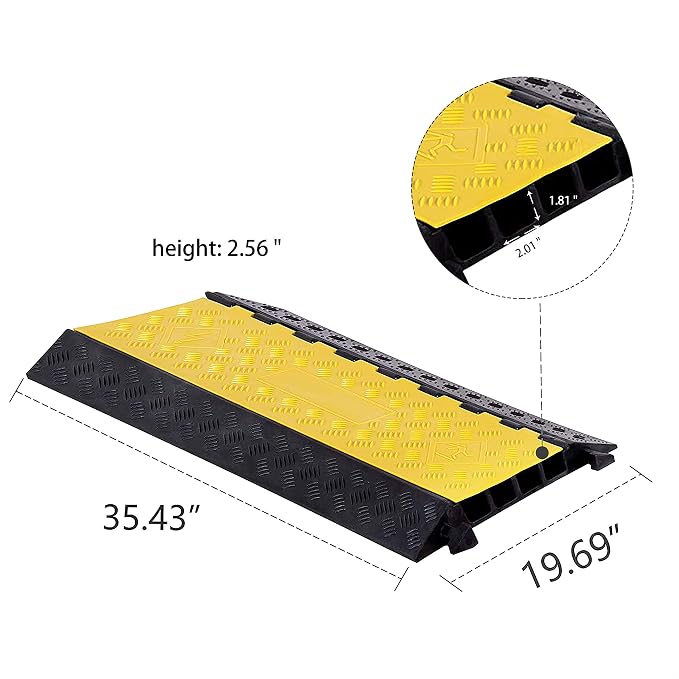 1 Pack Rubber Cable Ramp Hose Cable Protector Ramp 4 Channel 22000Lbs Load - Image 2