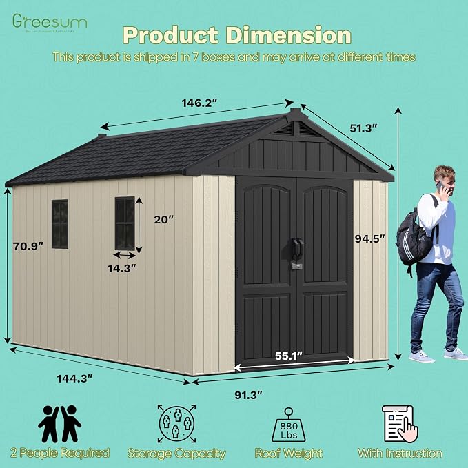 Greesum 8×12 FT Plastic Outdoor Storage Shed - Image 4