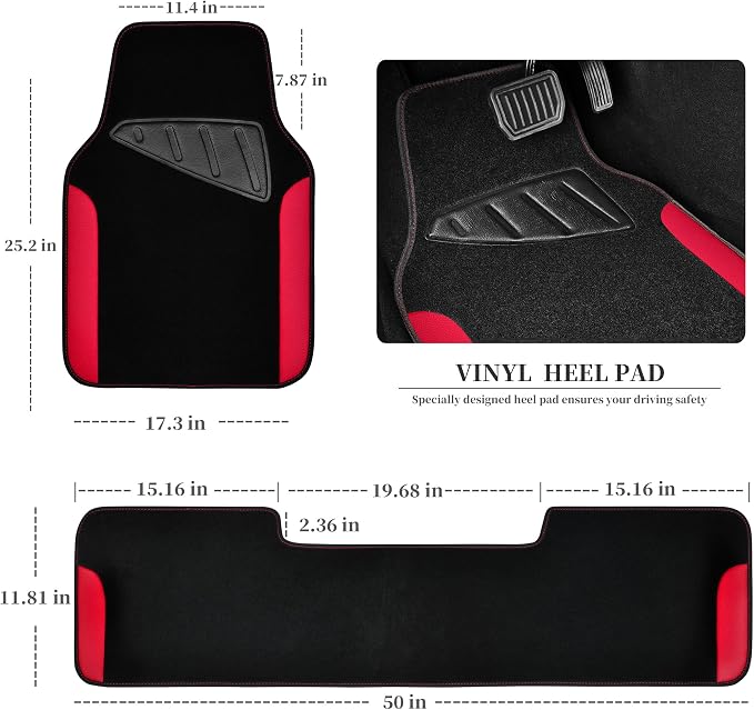 CAR PASS Waterproof Universal Faux Leather 3Pcs Car Floor Mats, Set of Vehicles - Image 2