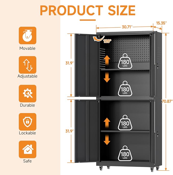 71" H Metal Tool Storage Cabinet - Image 3