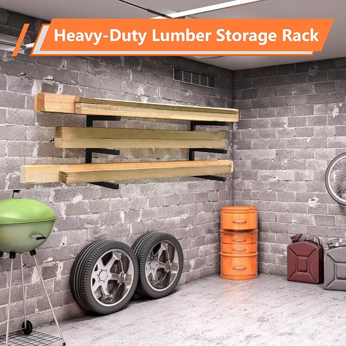 4 Pack Wood Organizer and Lumber Storage Rack Wall Mount, Heavy Duty Wood - Image 3