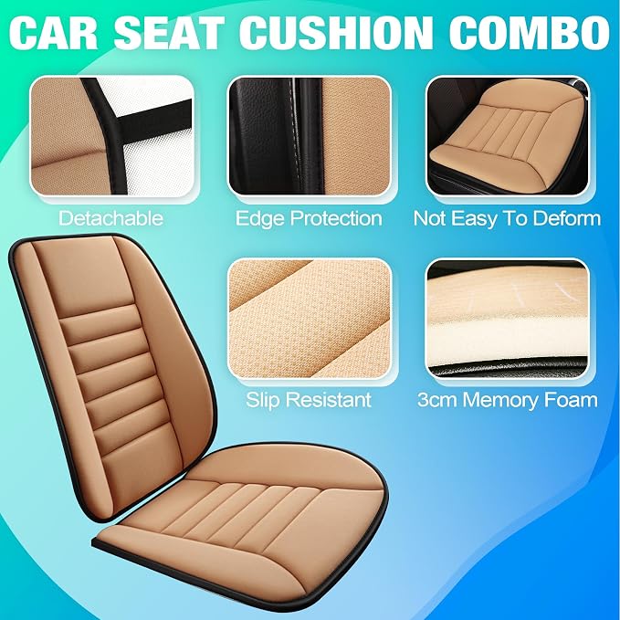 MYFAMIREA Car Seat Cushion and Back Support Pillow 1.2'' Thick Memory Foam Desk - Image 3