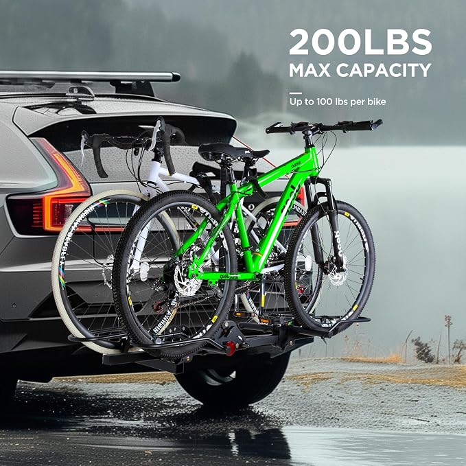Young 200 lbs. Capacity Hitch Mounted 2-Bike Rack - Image 3