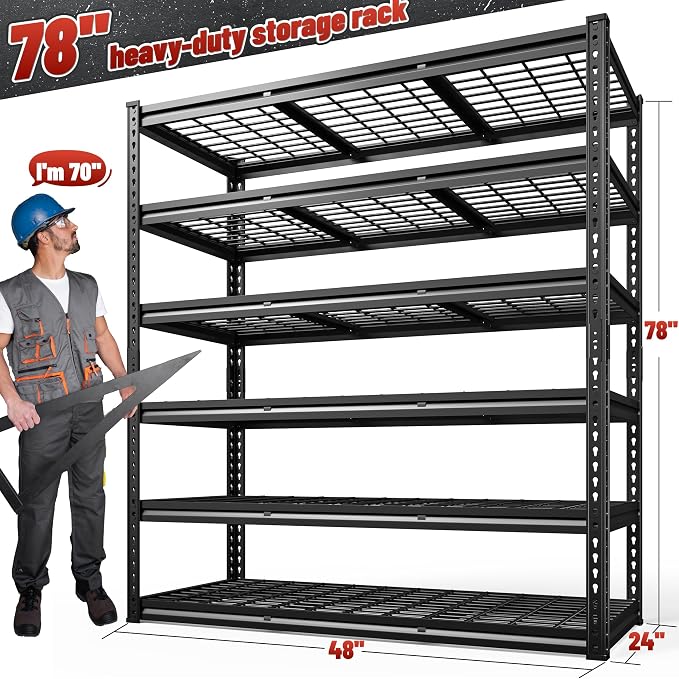 REIBII 3600LBS Garage Shelving 48" W Storage Shelves 6 Tier Garage Shelving - Image 2
