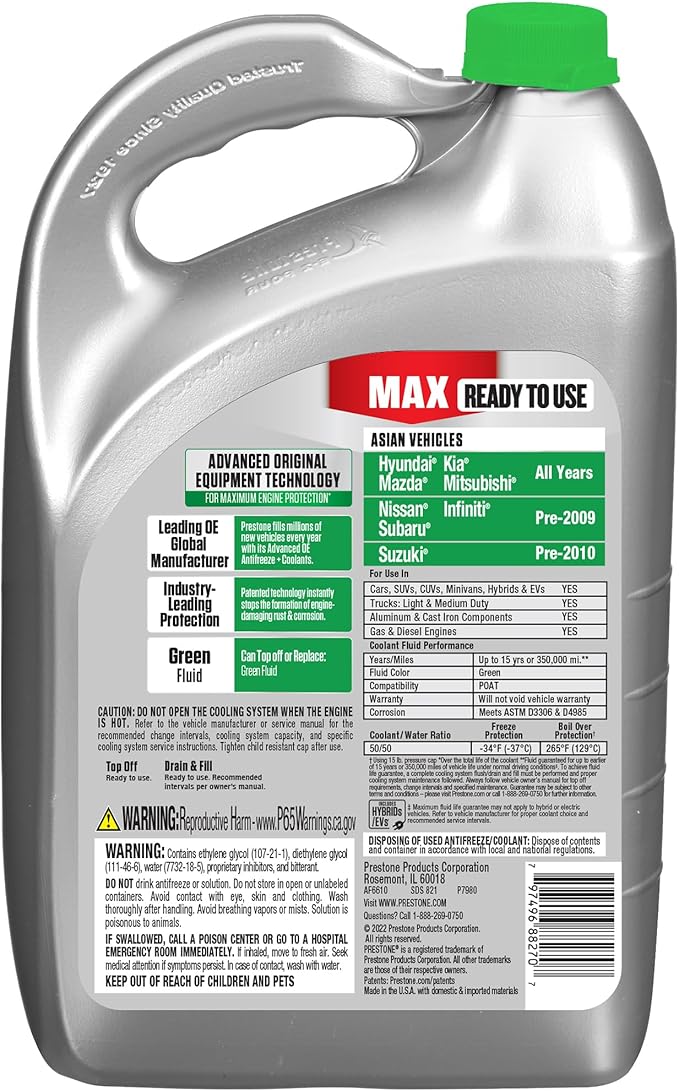 Prestone AF6610 MAX Asian Vehicles Anti-Freeze and Coolant, 1 Gallon - Image 2