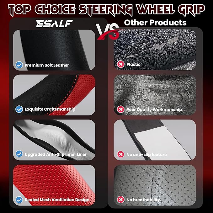 Breathable Soft Leather Steering Wheel Cover - Image 2