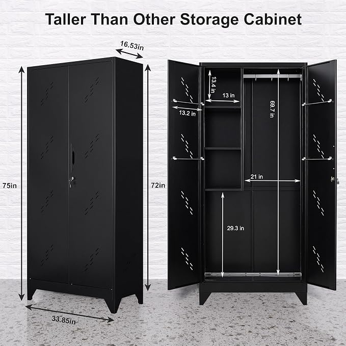 75" Taller Metal Garage Storage Cabinet, Tool Chest, Large Office Storage - Image 3