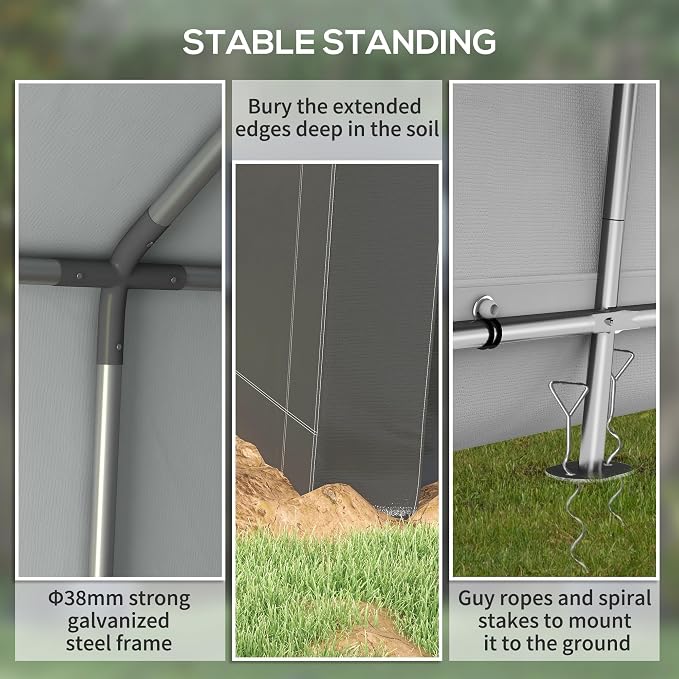 Outsunny 7' x 12' Portable Storage Shed Shelter, Heavy Duty Outdoor Shed - Image 4