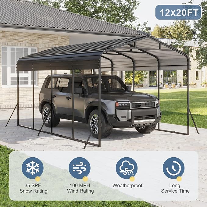 12x20 FT Metal Carport, Garage - Image 2