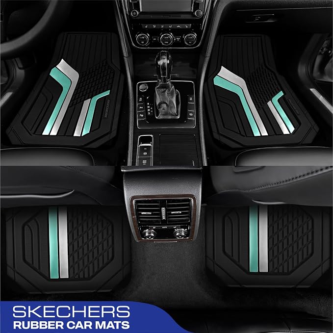 Skechers Heavy Duty Rubber Car Floor Mats, Wo Tone Design Floor Mats, All - Image 3