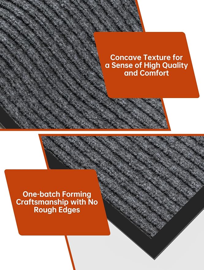 Urban Vista 3' x 10' Commercial Grade Striped Brush Step Entrance Mat, Vinyl - Image 5