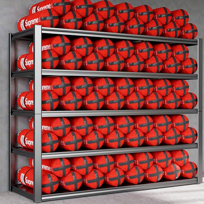 65" W Heavy Duty Garage Shelving, 5 Tier Metal Shelving Unit, Adjustable - Image 3