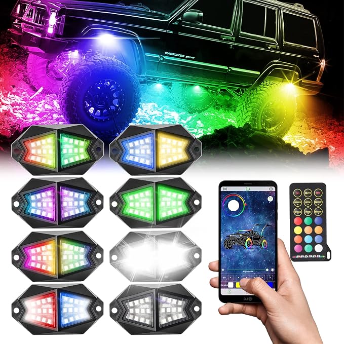 OPP ULITE Dream Chasing Color Led Rock Lights, 210° Luminous RGB & Pure White by OPPULITE