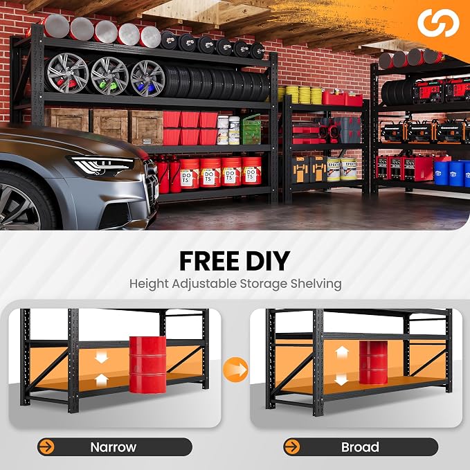 60” W Heavy Duty Garage Shelving, 5000LBS Metal Storage Shelves, 4 Tier Storage - Image 4