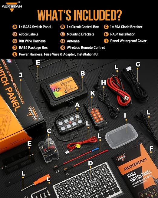 Auxbeam 8 Gang Switch Panel RC-800 RGB Wireless Remote Control Range Up to - Image 9