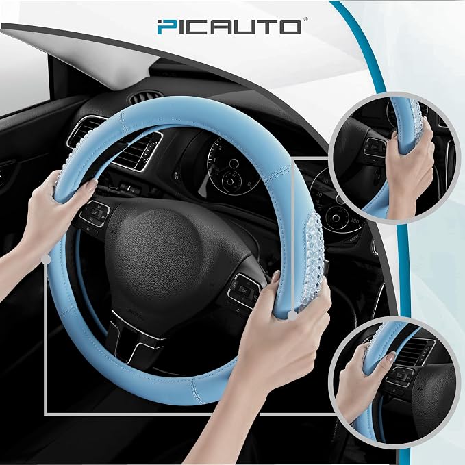 PIC AUTO Gel Particles Steering Wheel Cover, Universal Fit 14.5"-15.5" - Image 4