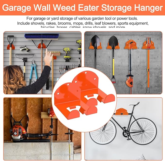 2 Pack Garage Organizer Trimmer Rack, Heavy-Duty Wall Mount Hanger - Image 5