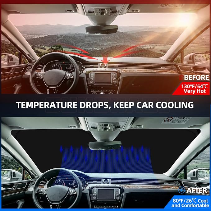 Windshield Sun Shade for Audi Q7 2016-2025 Foldable Sunshade Custom Fit Front - Image 2