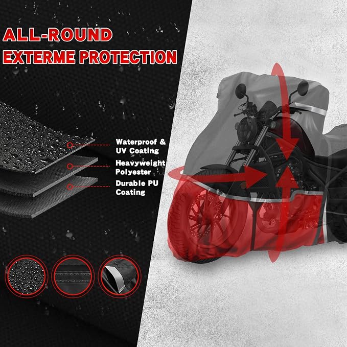 420D Motorcycle Cover Suitable for Honda Cruiser Rebel 300 500 1100 and Shadow - Image 4