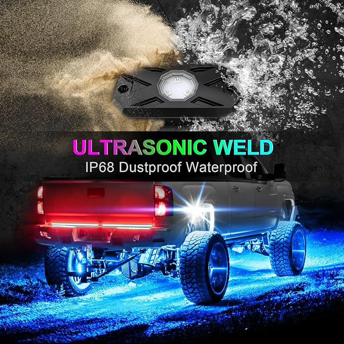 YiLaie RGB LED Rock Lights Kit 4 Pods, Upgraded Underglow Multicolor LED Light - Image 5