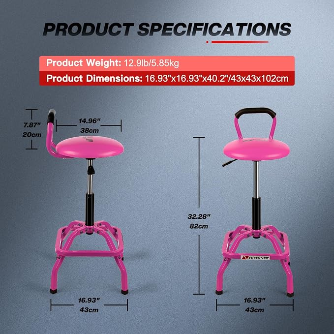 Garage Stool, Adjustable Height Swivel Work Mechanic Shop Stool - Image 9