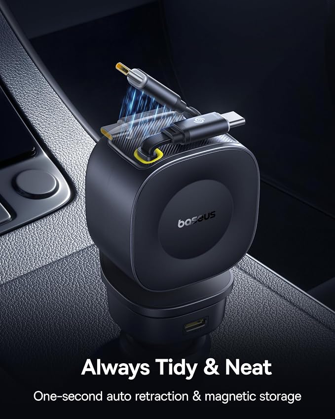 Baseus 163W Retractable Car Charger USB C Fast Charging, PrimeTrip VR2 Max 4 in - Image 7
