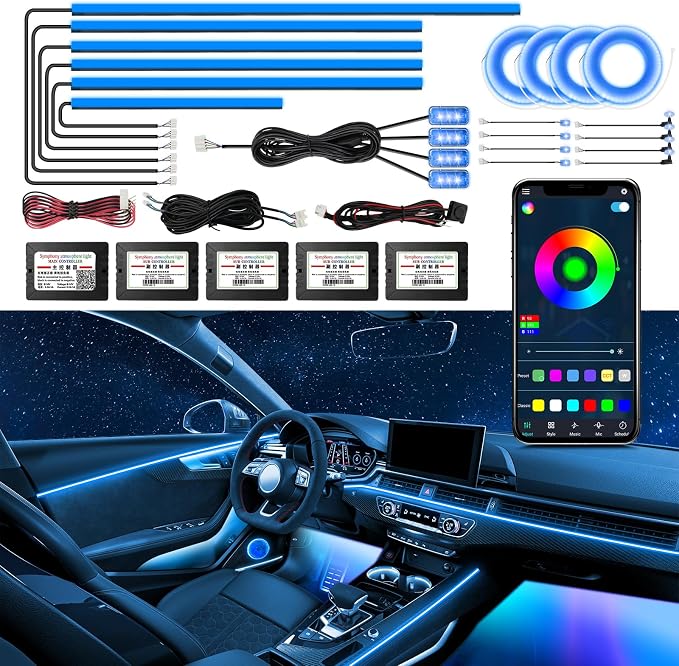 WEBUPAR RGBW Acrylic Car Interior Led Kit, Car Accessories 22 in 1 Car Ambient by WEBUPAR