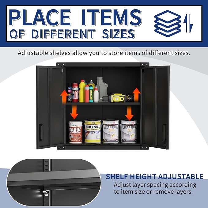 Metal Tool Cabinet, Garage Storage Cabinet System, Wall Cabinet & Locking - Image 5
