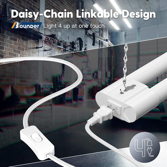 Bbounder 10 Pack Linkable LED Utility Shop Light, 4 FT Integrated Fixture - Image 5
